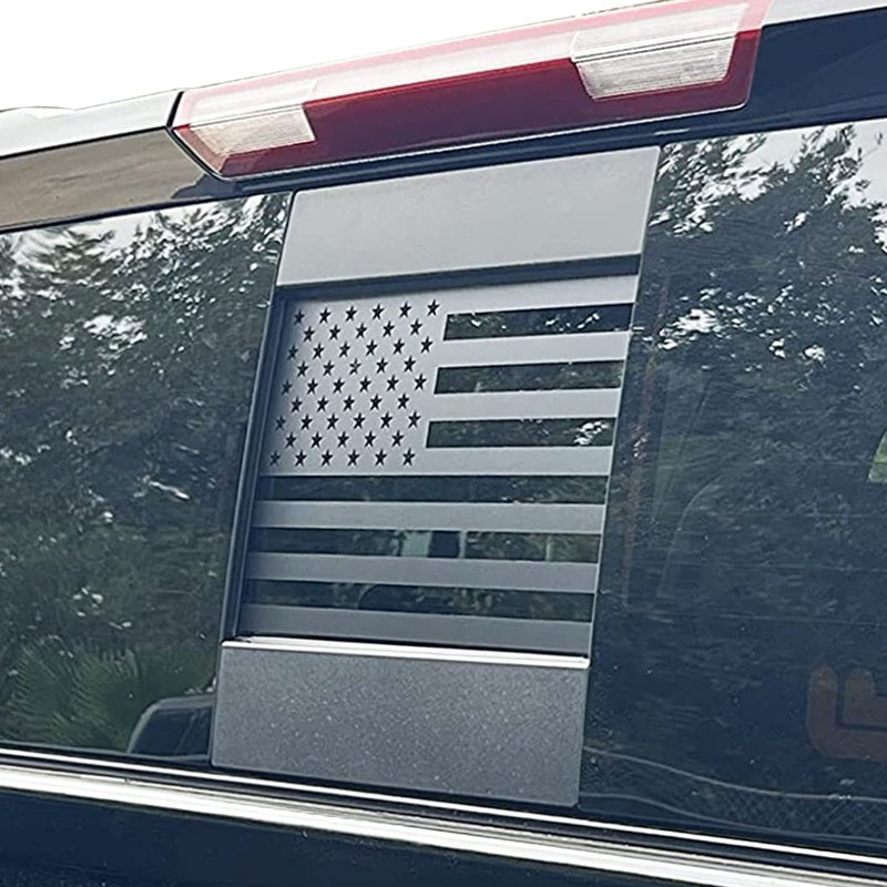 Zxiaochun Rear Middle Window American Flag Decal for Chevy Silverado/GMC Sierra 2019-2022 2023 2024 2025 Back Center Sliding Window USA Flag Vinyl Sticker Exterior Accessories(Matte Black) - Image 1